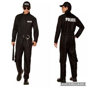 Spirit Halloween Black Police Costume Jumpsuit size Xl